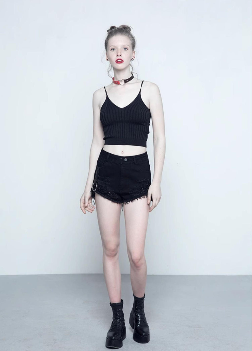 Punk High-Waist Black Hot Shorts