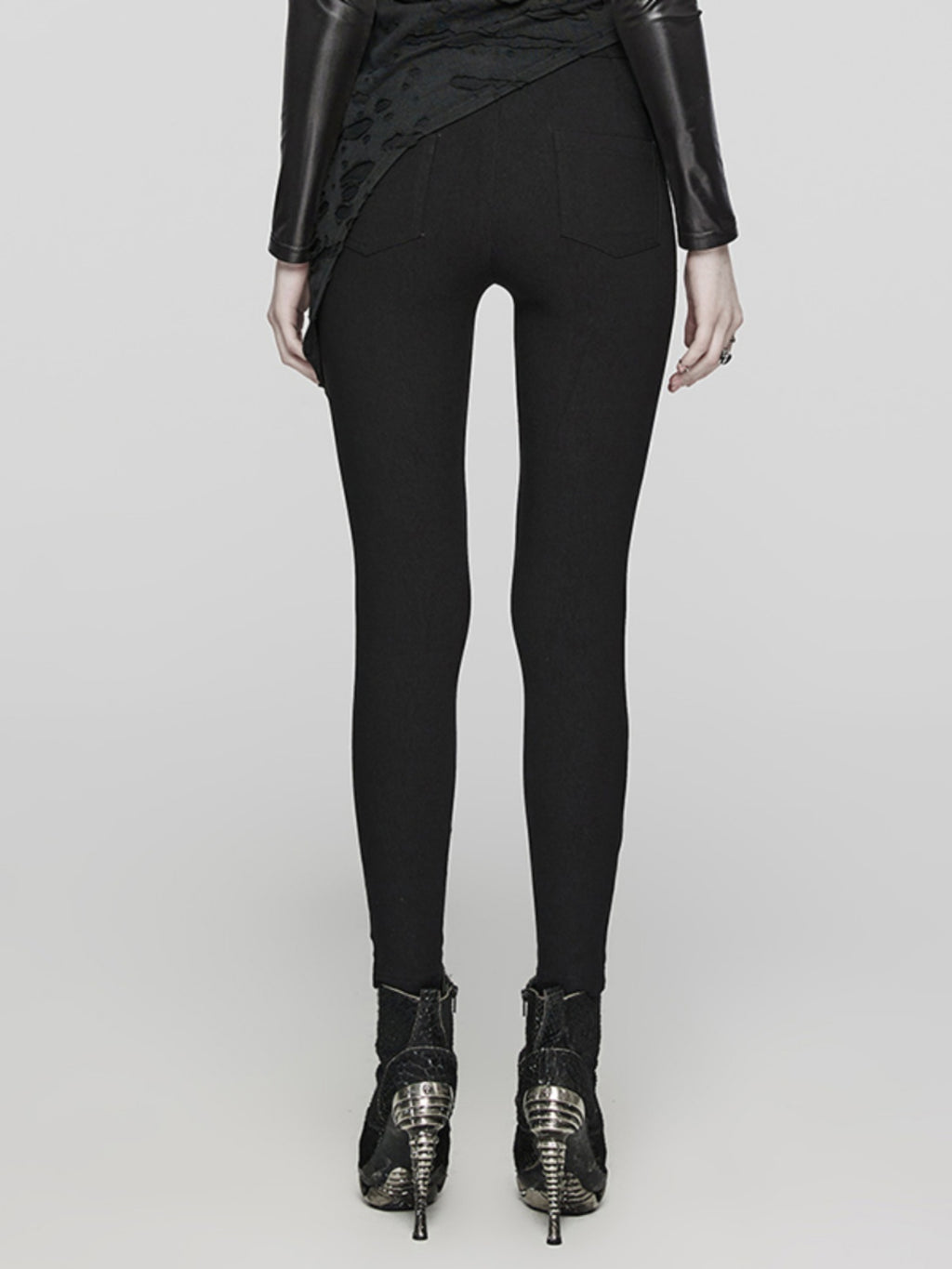 Punk Cutout Mesh Skinny Pants