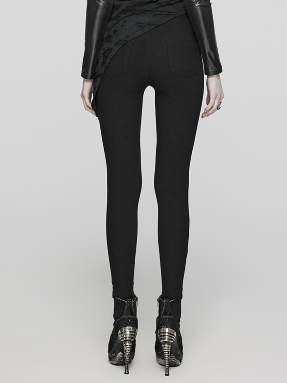 Punk Cutout Mesh Skinny Pants