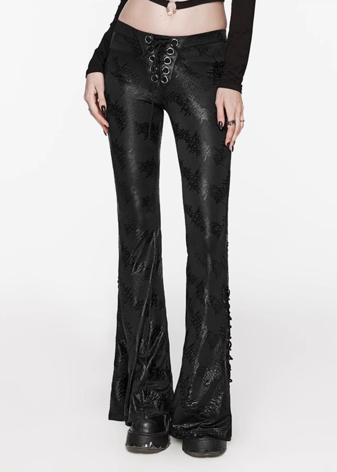 Metallic Jacquard Flared Pants Punk