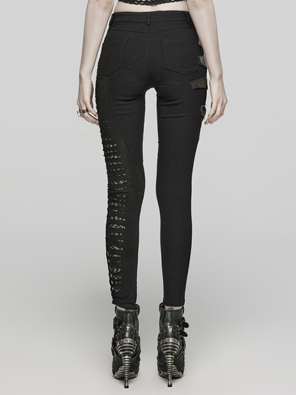 Mesh Punk Ripped Skinny Leggings
