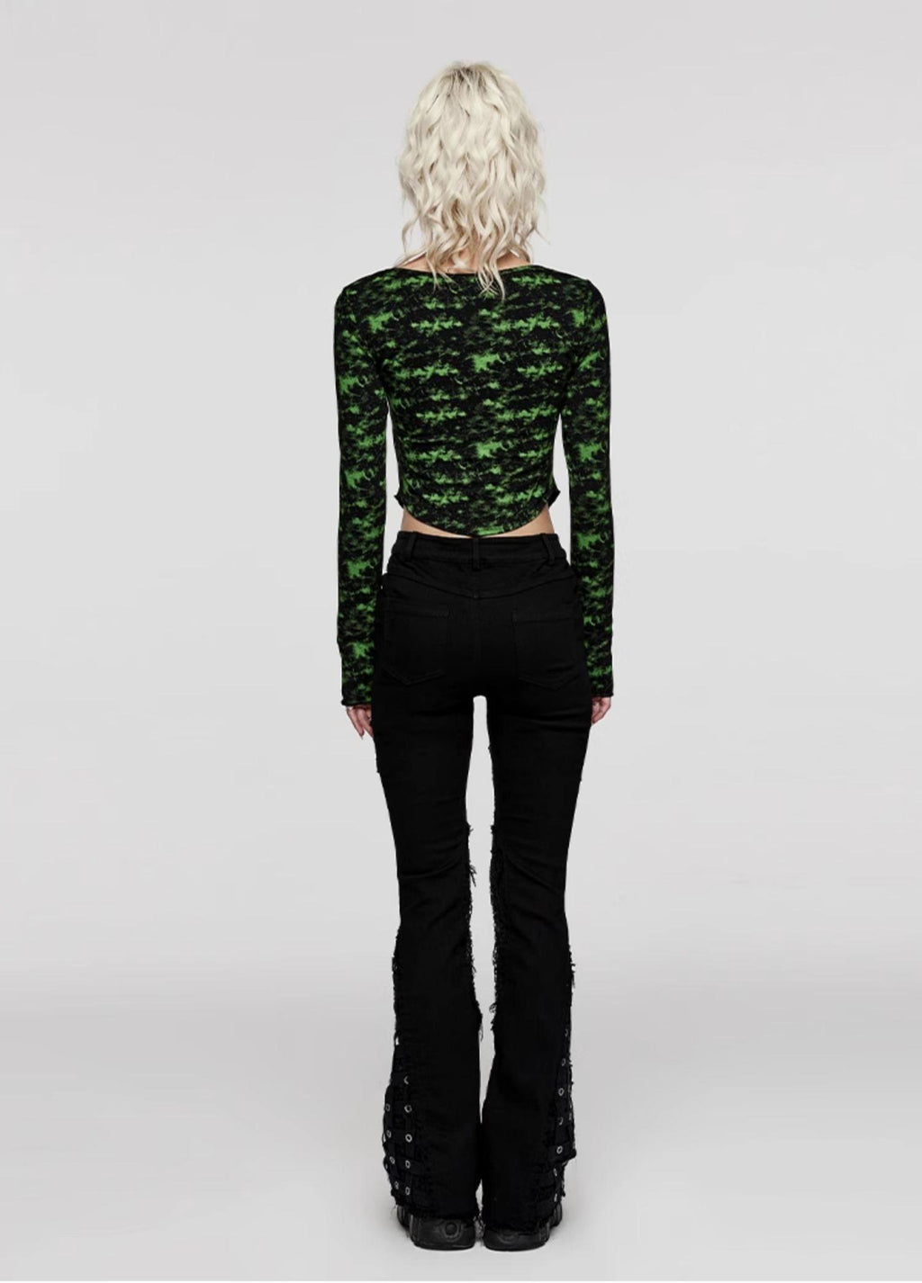 Punk Ripped Flared Jeans Women