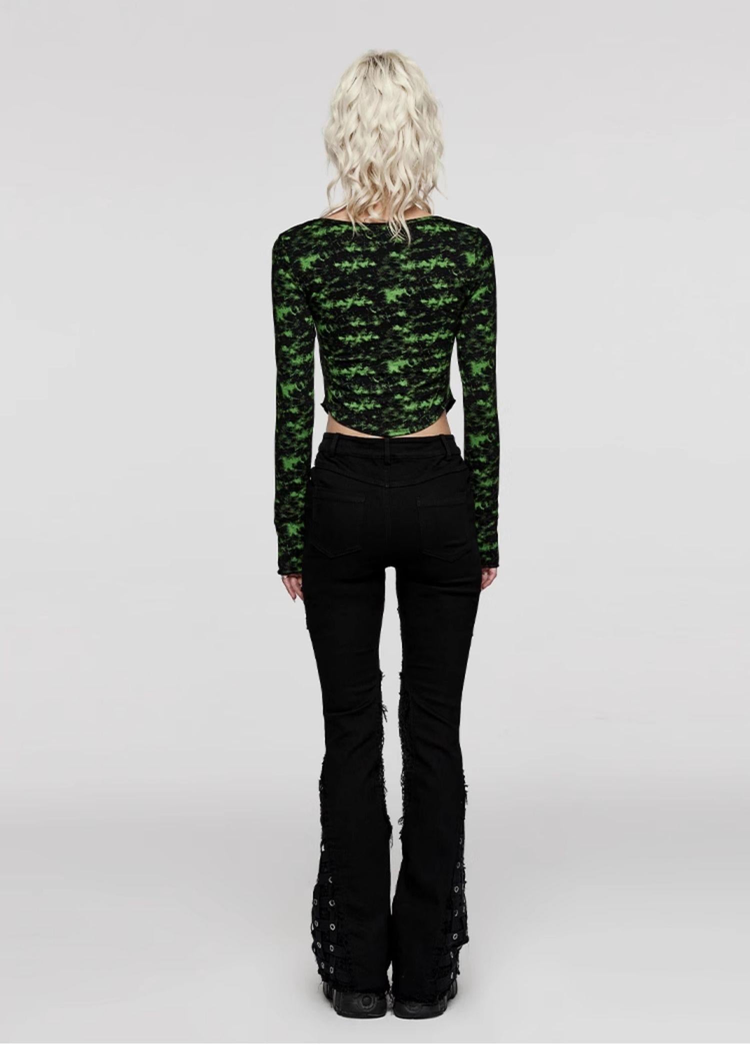 Punk Ripped Flared Jeans Women