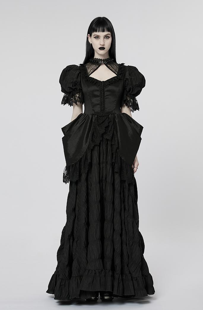 Layered Gown Short-Sleeve Luxury Dress