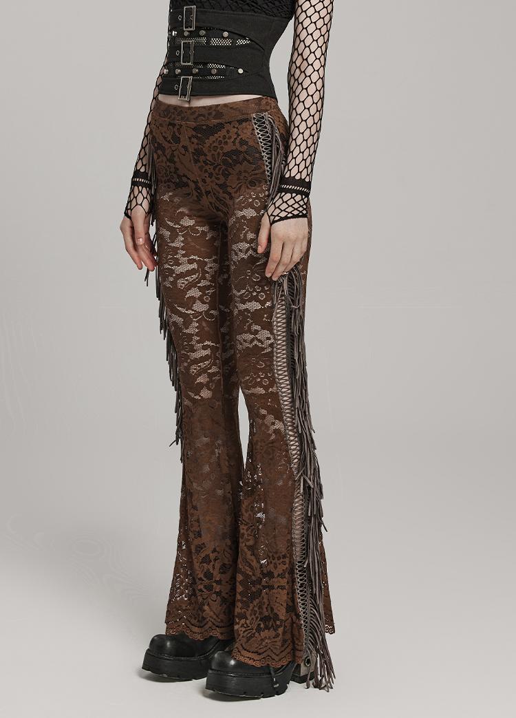 Goth Lace Flared Pants Women