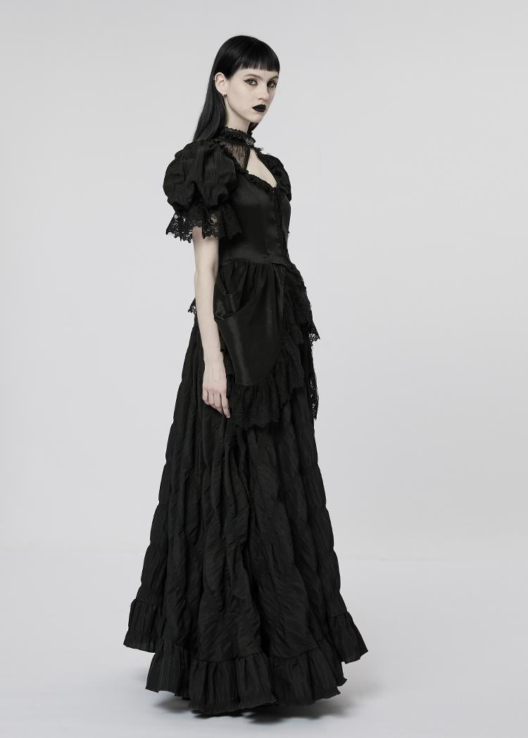 Layered Gown Short-Sleeve Luxury Dress