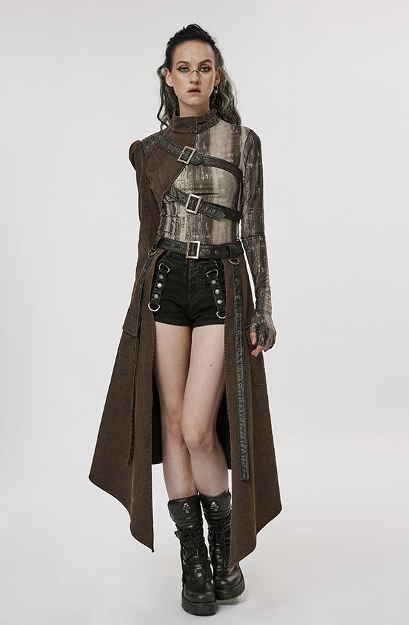 Punk Cropped Shoulder Cape Jacket