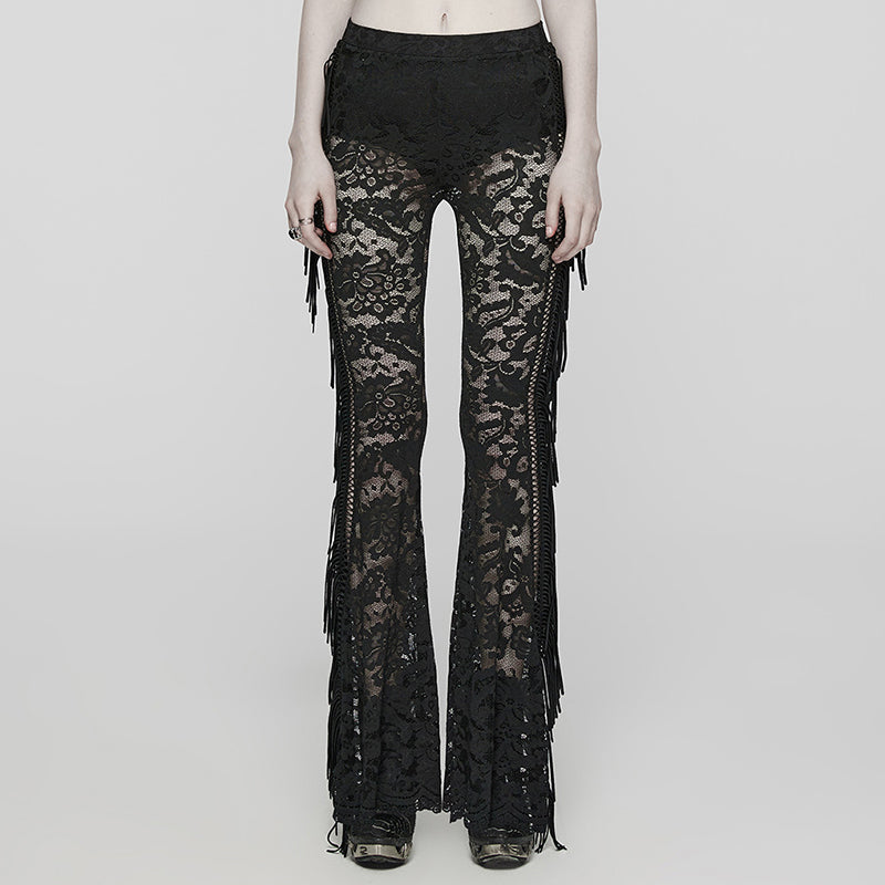 Goth Lace Flared Pants Women