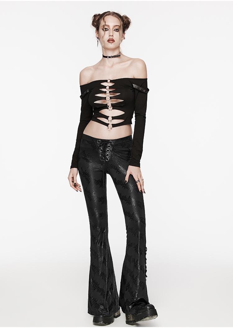 Metallic Jacquard Flared Pants Punk