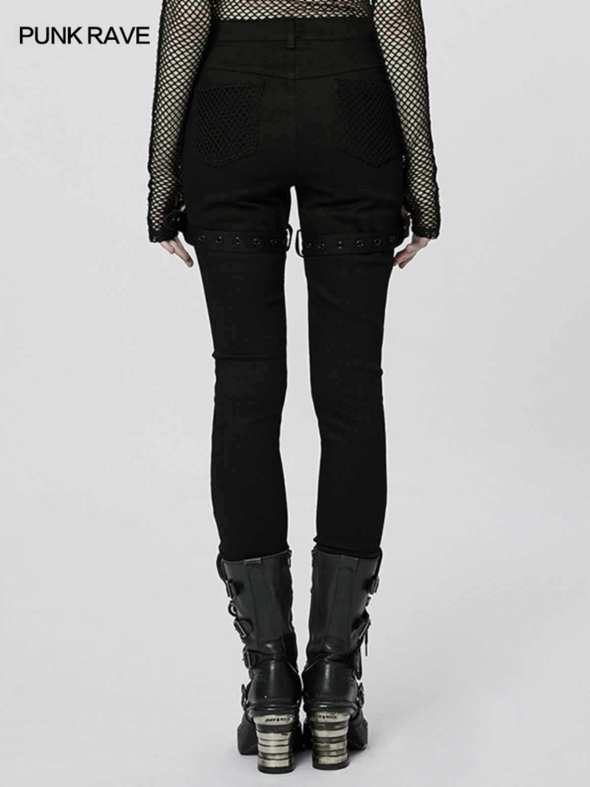 Mesh Cutout Skinny Pants Women