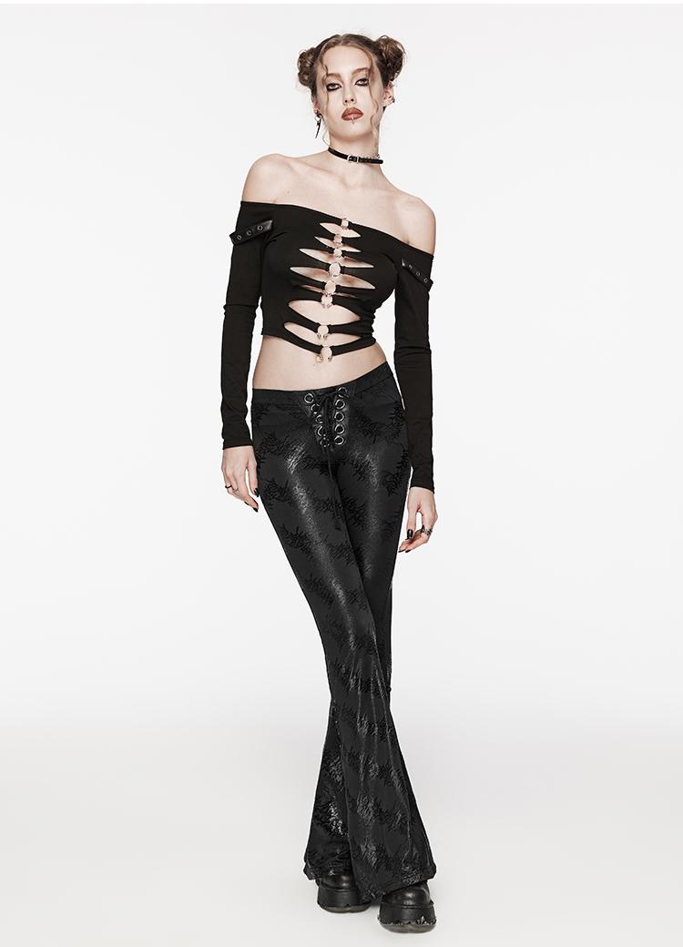 Metallic Jacquard Flared Pants Punk