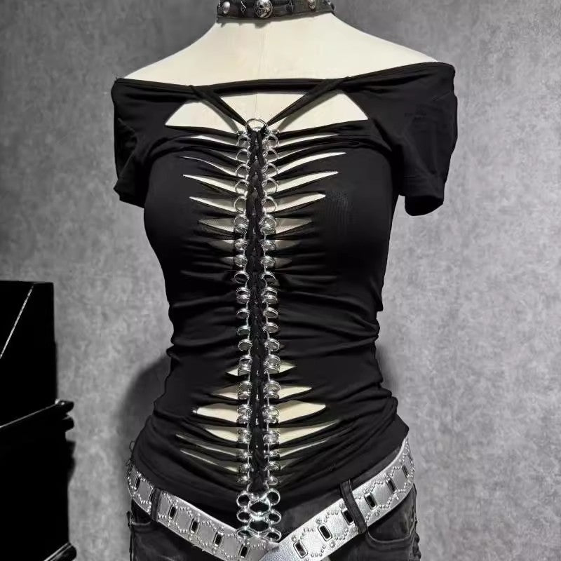 Backless Punk Tee Slim Top