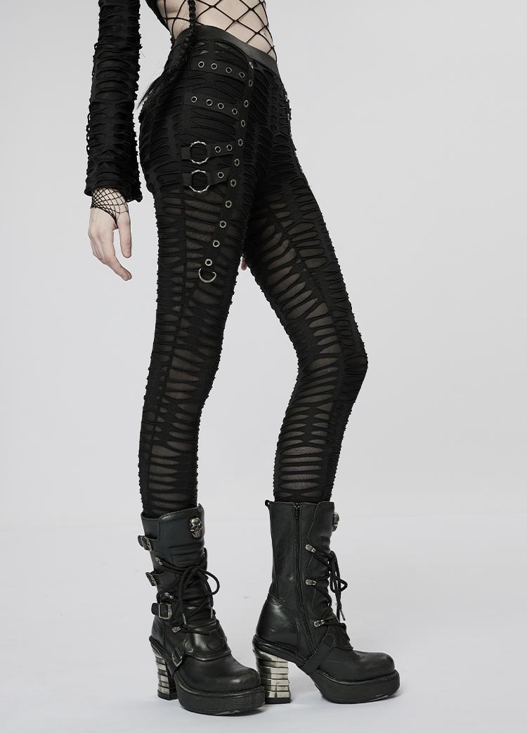 Goth Sheer Cutout Skinny Pants