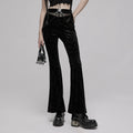 Black Velvet Flared Tech Pants