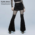 Mesh-panel wide-leg black pants