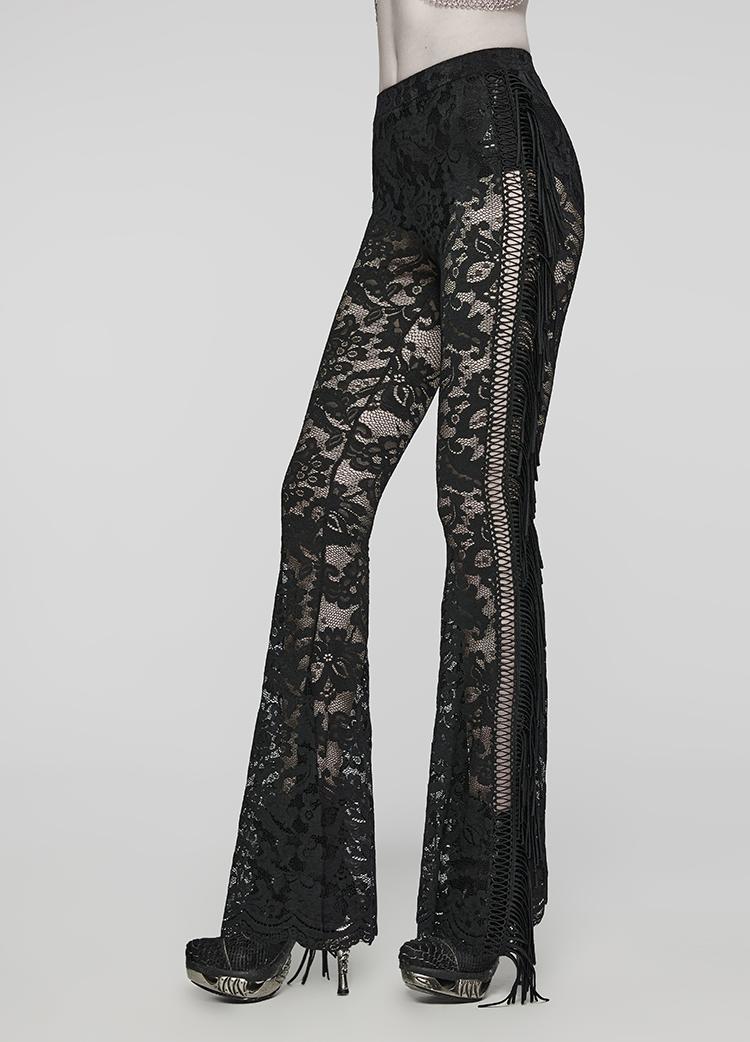 Goth Lace Flared Pants Women