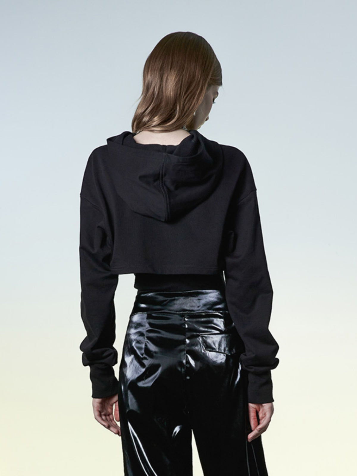 Black Cropped Hoodie Slim Fit