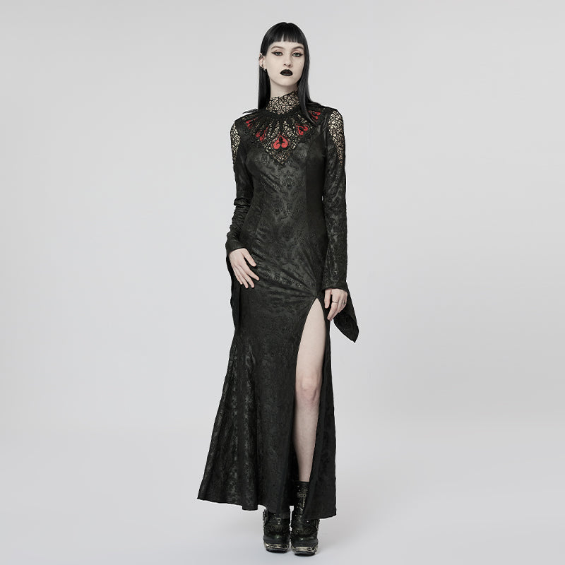 Gothic Print Slit Mermaid Dress