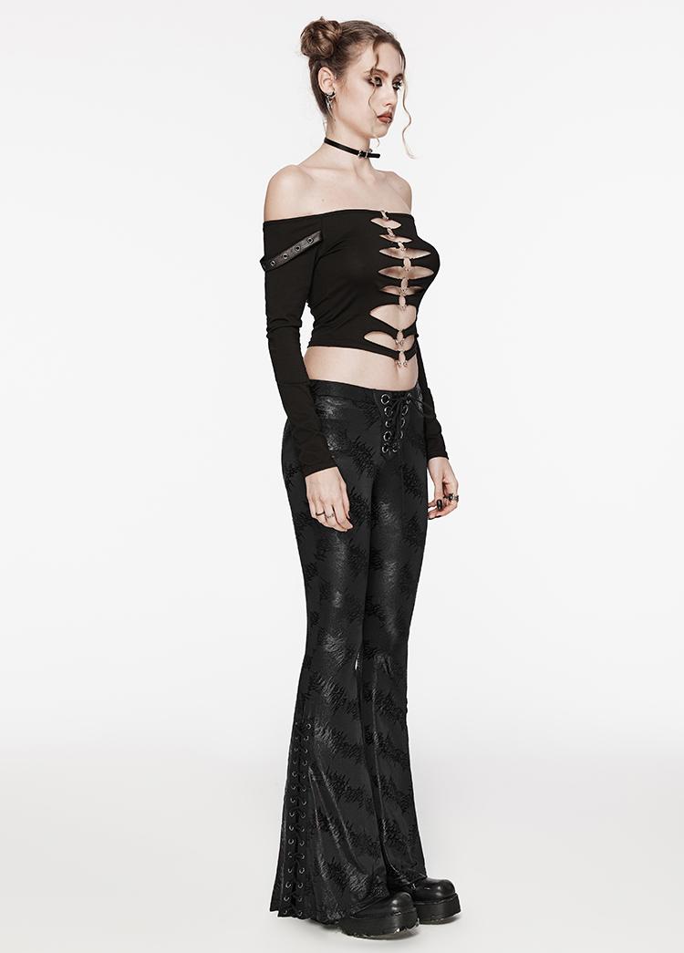 Metallic Jacquard Flared Pants Punk