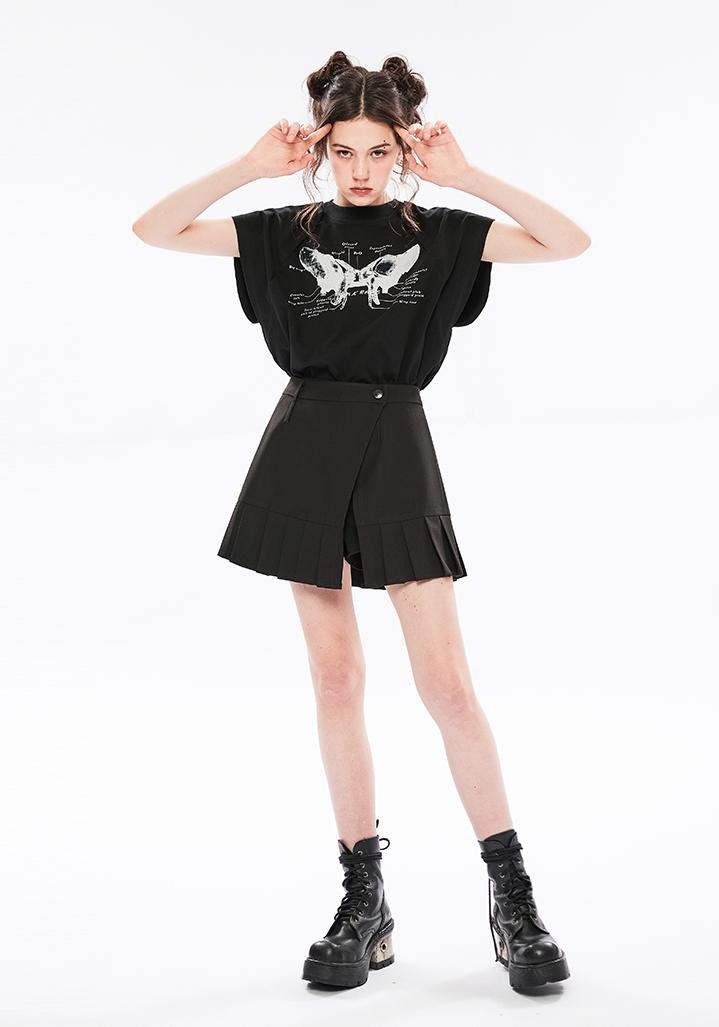 Punk Off-Shoulder Dual-Wear Tee