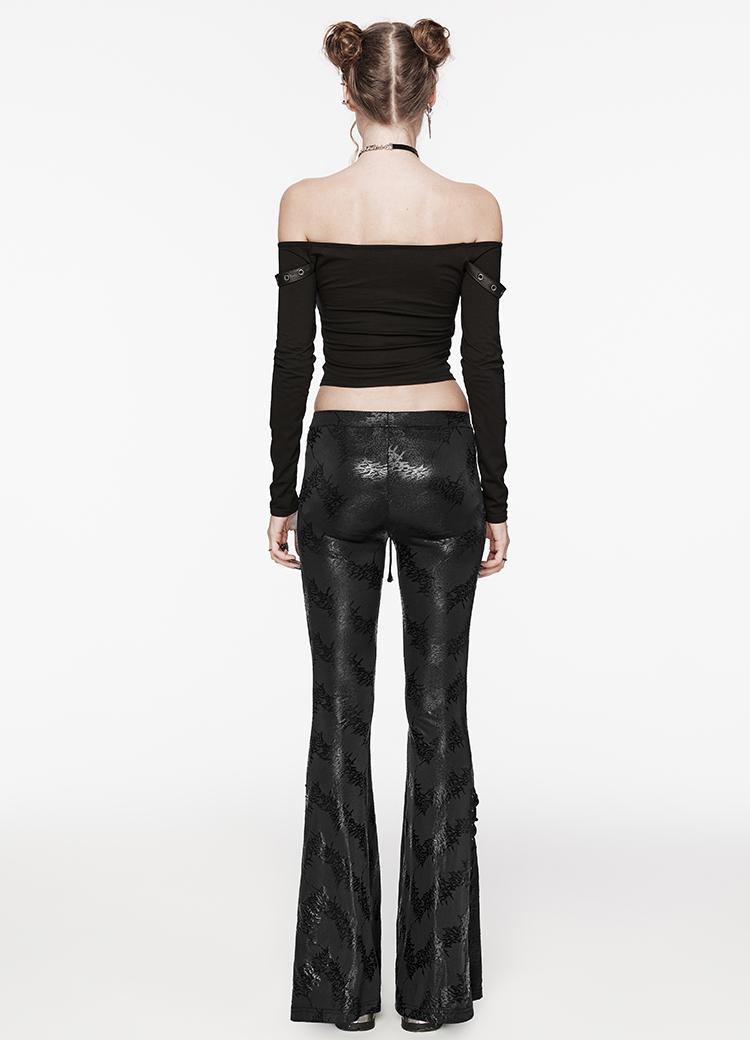 Metallic Jacquard Flared Pants Punk
