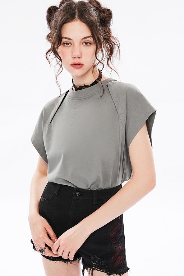 Punk Off-Shoulder Dual-Wear Tee