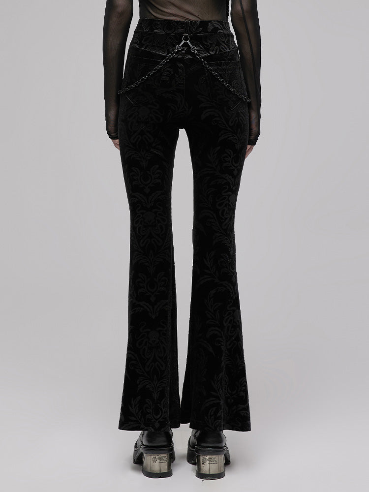 Black Velvet Flared Tech Pants