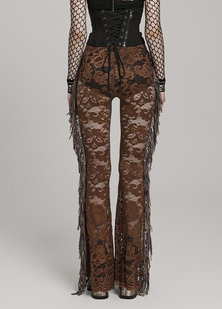 Goth Lace Flared Pants Women
