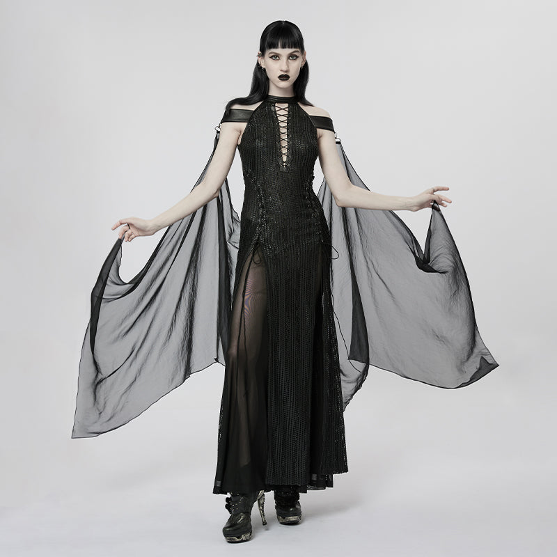 Gothic Cutout V-Neck Maxi Dress