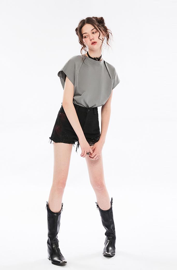 Punk Off-Shoulder Dual-Wear Tee