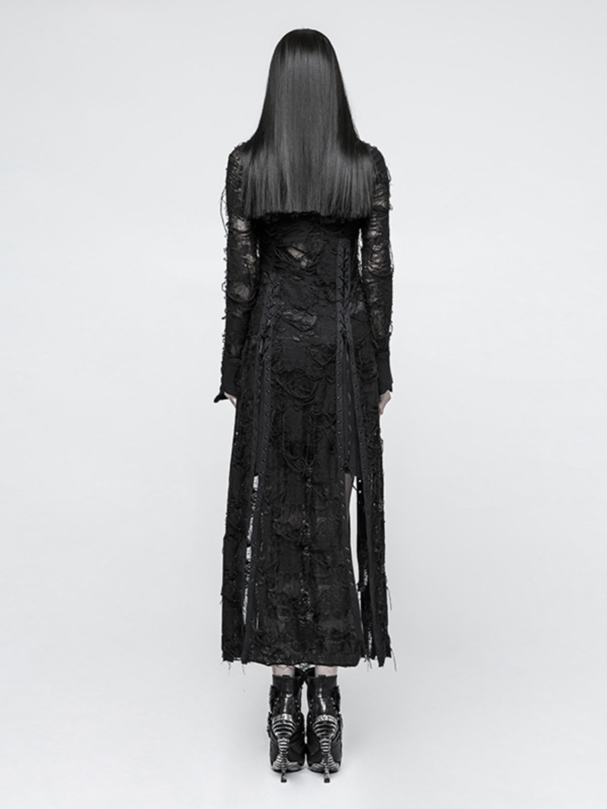 Gothic Rose Lace Slit Maxi Dress