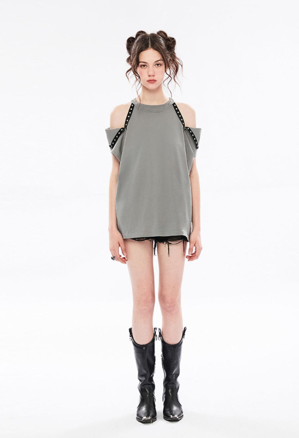 Punk Off-Shoulder Dual-Wear Tee