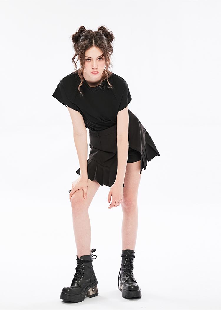 Punk Off-Shoulder Dual-Wear Tee
