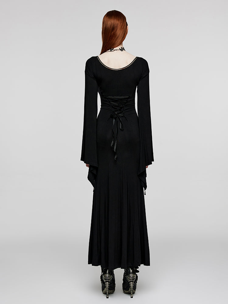 Gothic V-Neck Fitted Maxi Dress