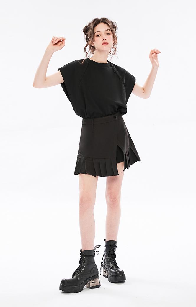 Punk Off-Shoulder Dual-Wear Tee