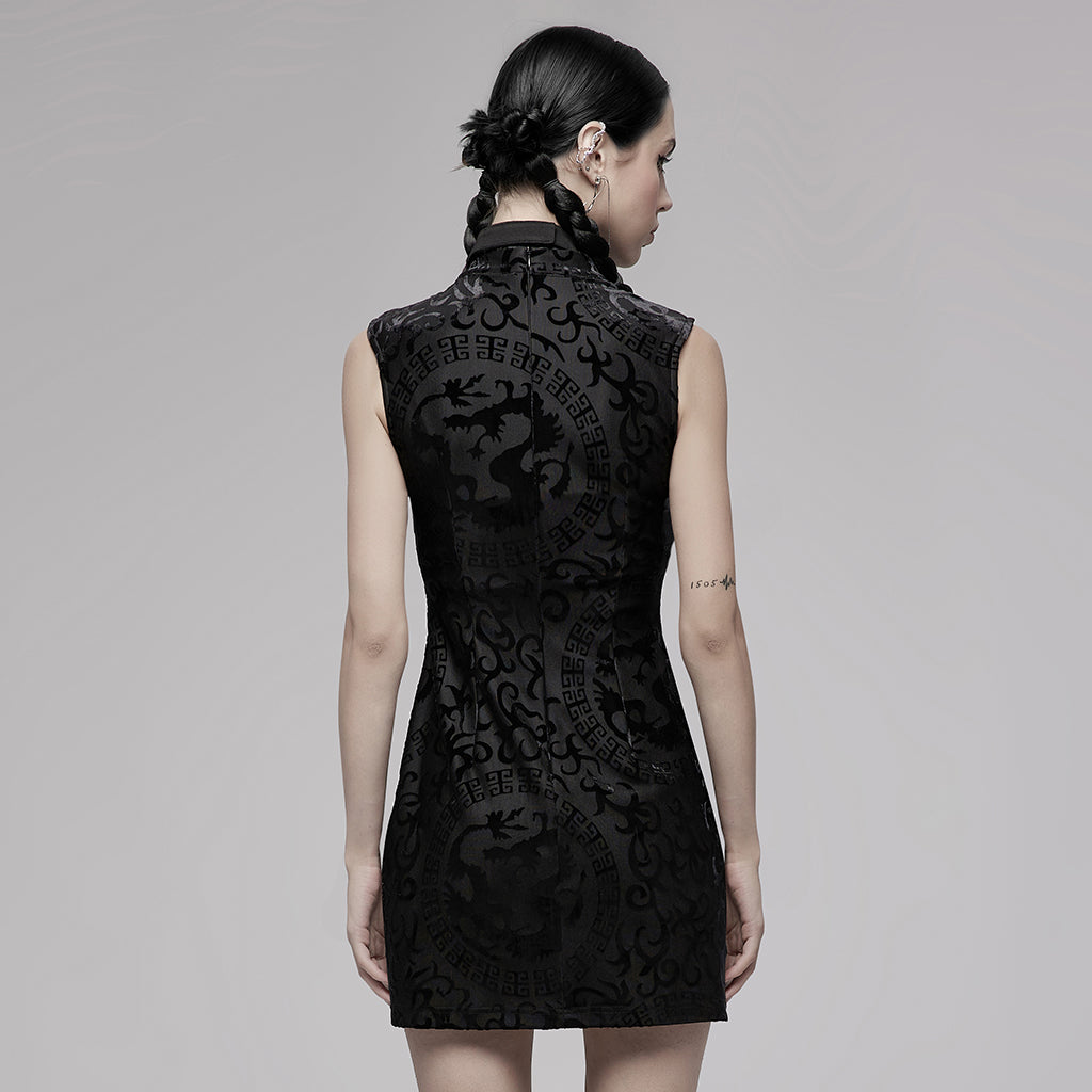 Cyberpunk Chinese-Style Print Qipao Dress