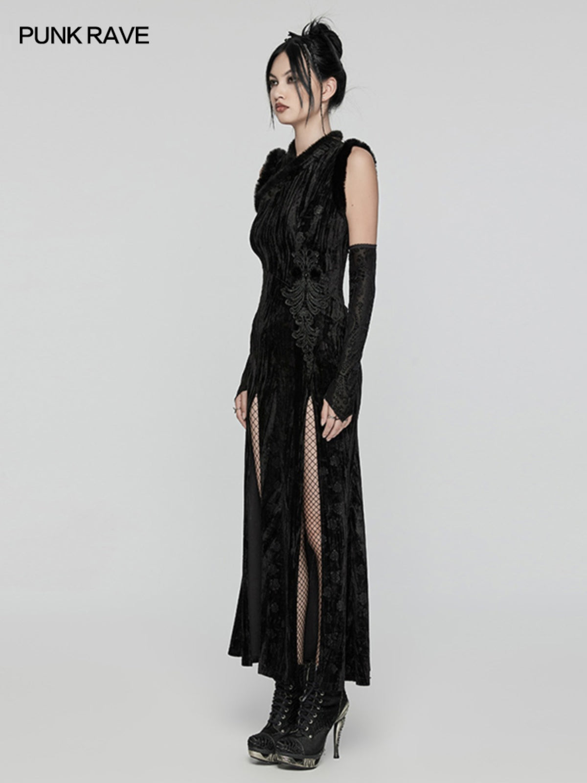 Gothic Velvet Qipao Maxi Dress