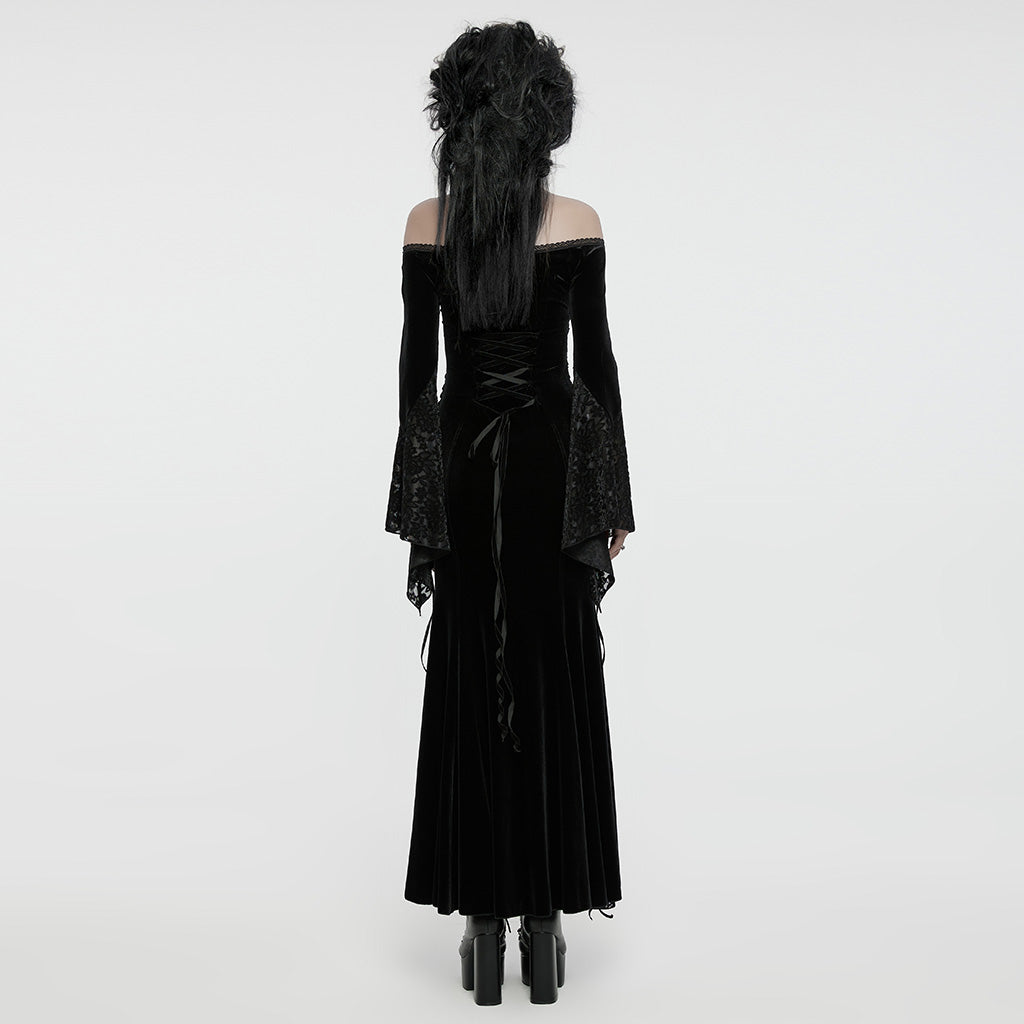 Halter Lace Split Black Dress