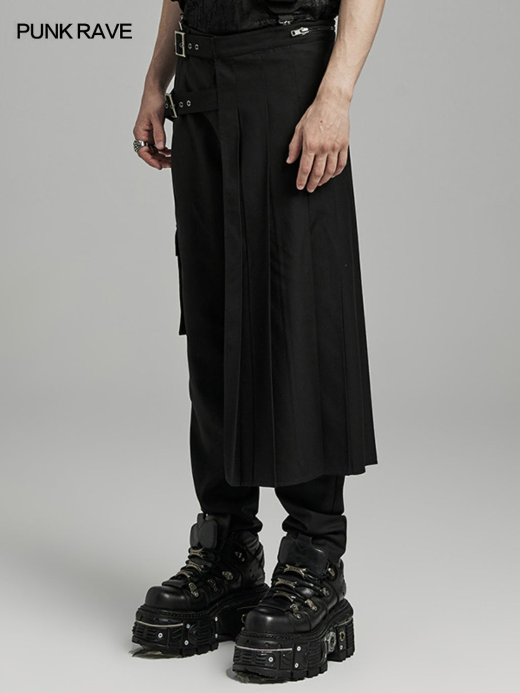 Men’s Asymmetric Split Black Skirt