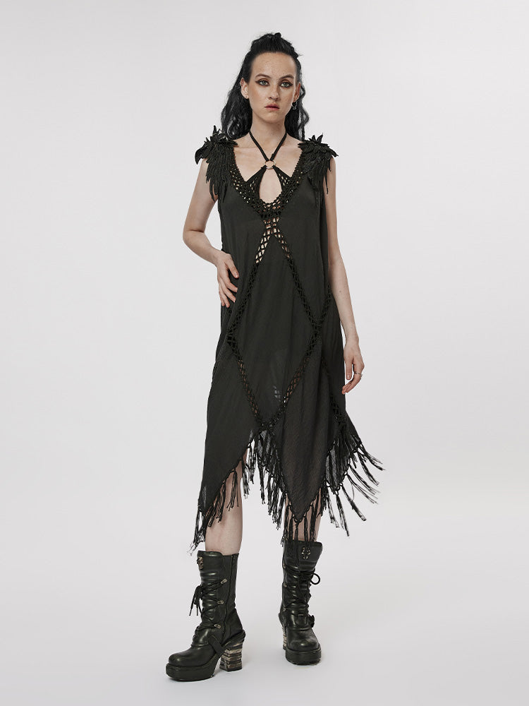 Witch Knit Mesh Maxi Dress