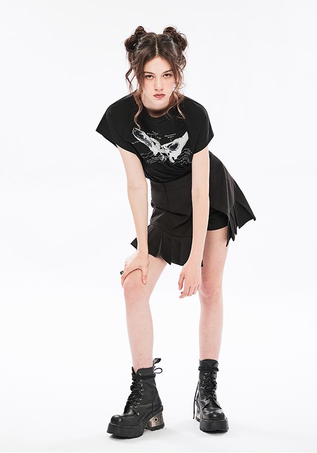 Punk Off-Shoulder Dual-Wear Tee