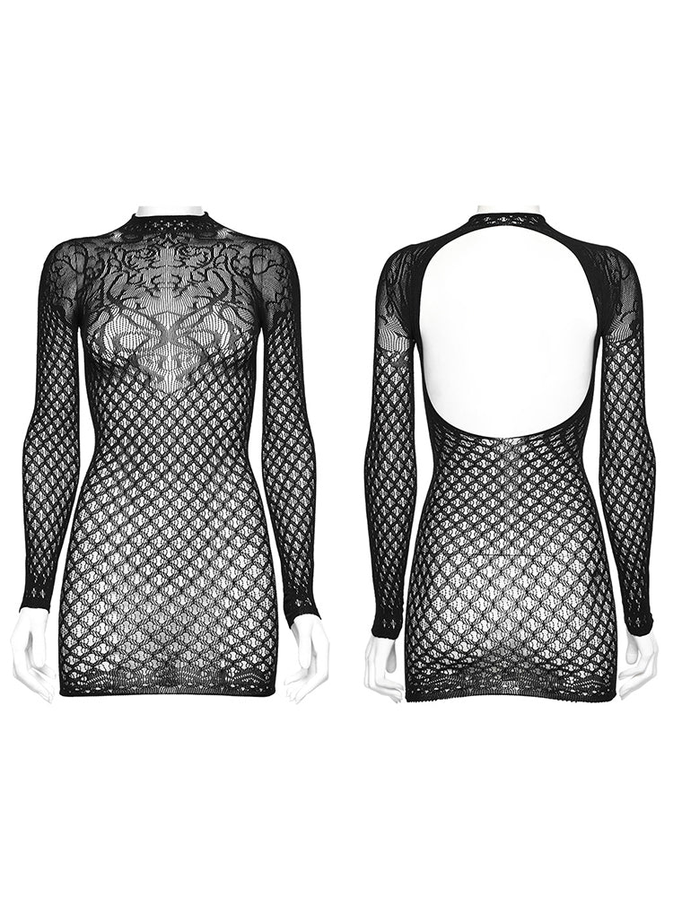 Sheer Mesh Cover-Up T-Shirt Dress