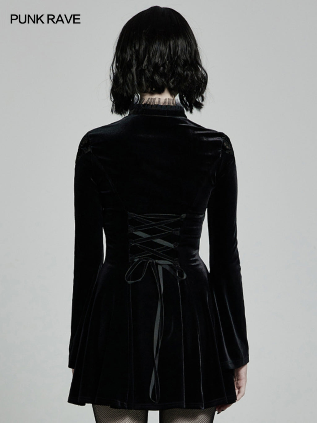 Embroidered Velvet Belted Mini Dress