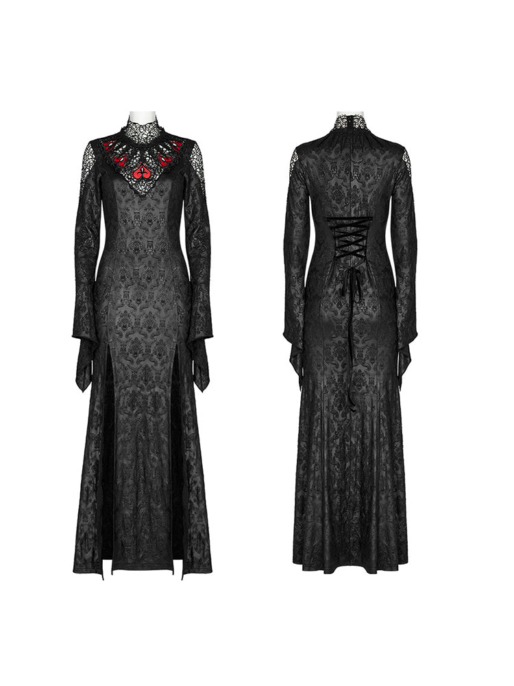 Gothic Print Slit Mermaid Dress