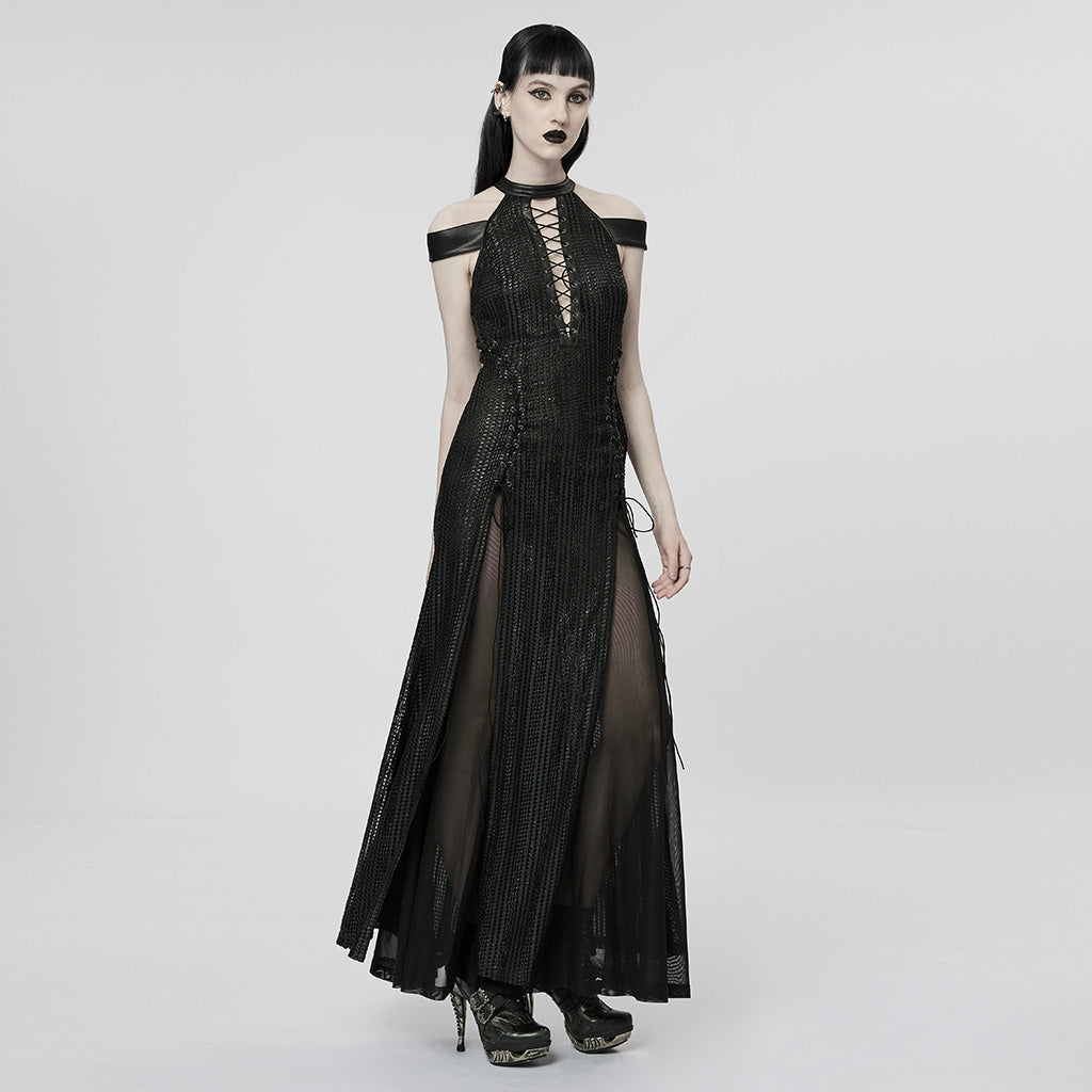 Gothic Cutout V-Neck Maxi Dress