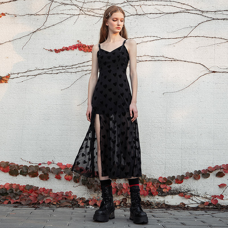 Chiffon Slit Camisole A-Line Dress