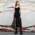 Chiffon Slit Camisole A-Line Dress
