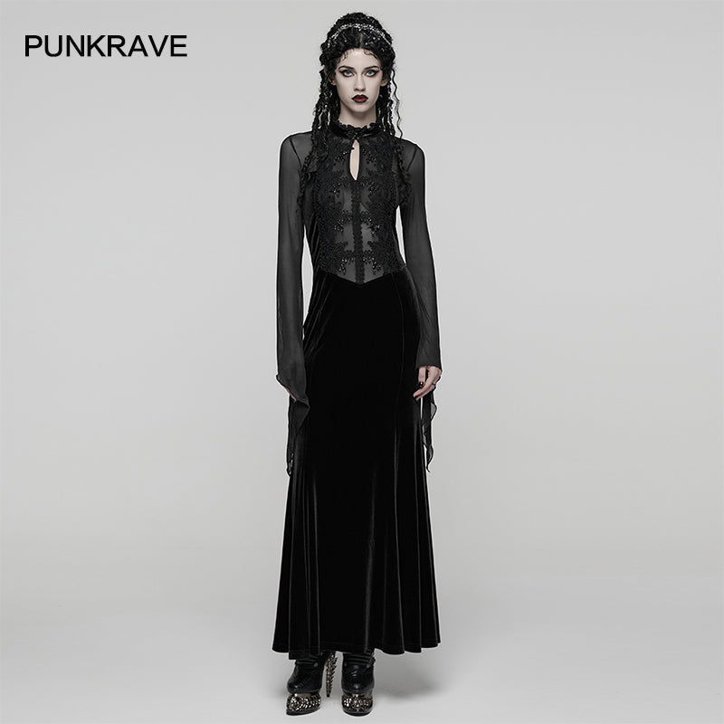 Velvet Mesh Lace Mermaid Dress