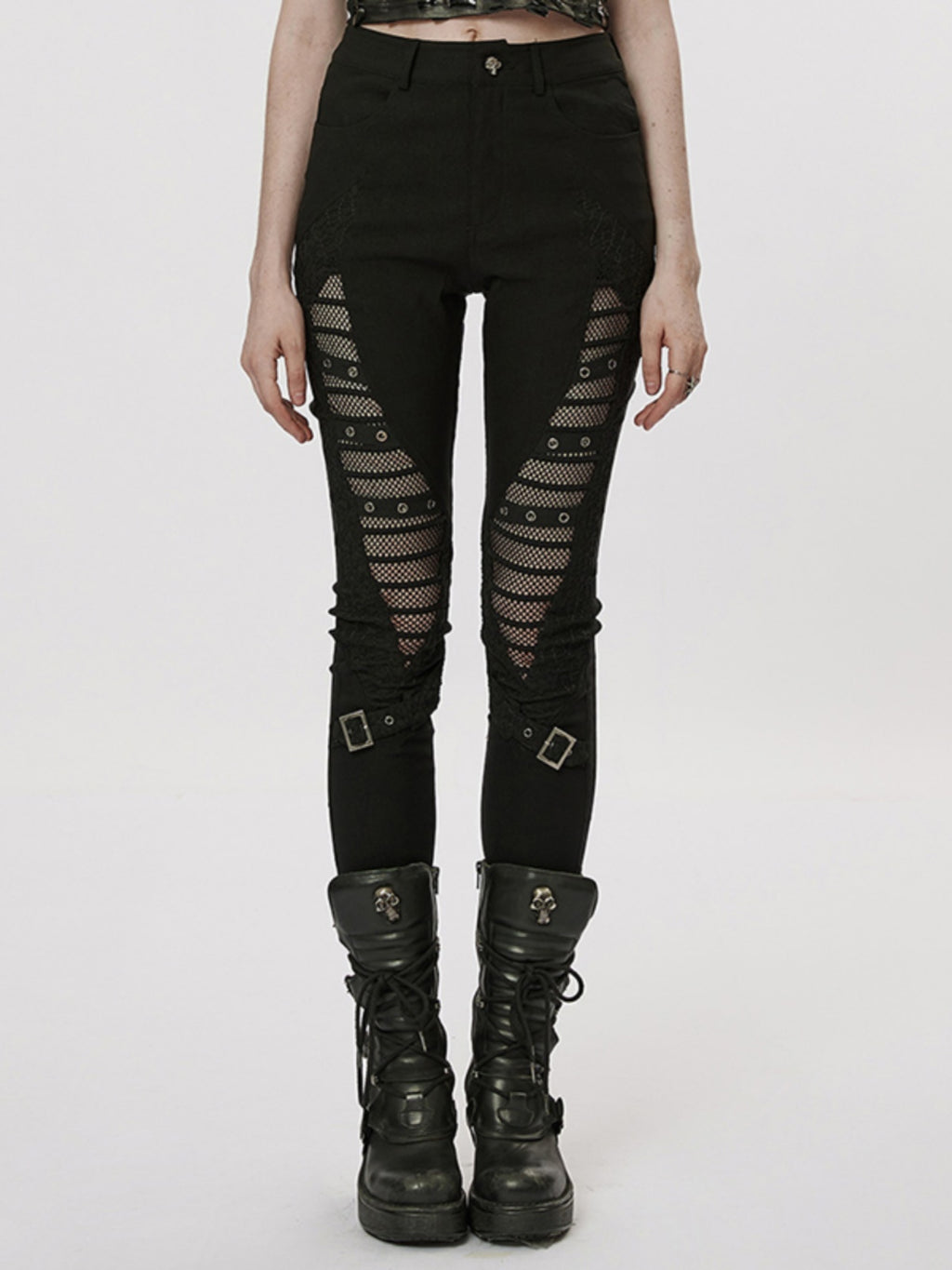 Goth Cutout Skinny Jeans Women