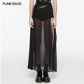 Goth sheer slit mesh maxi skirt